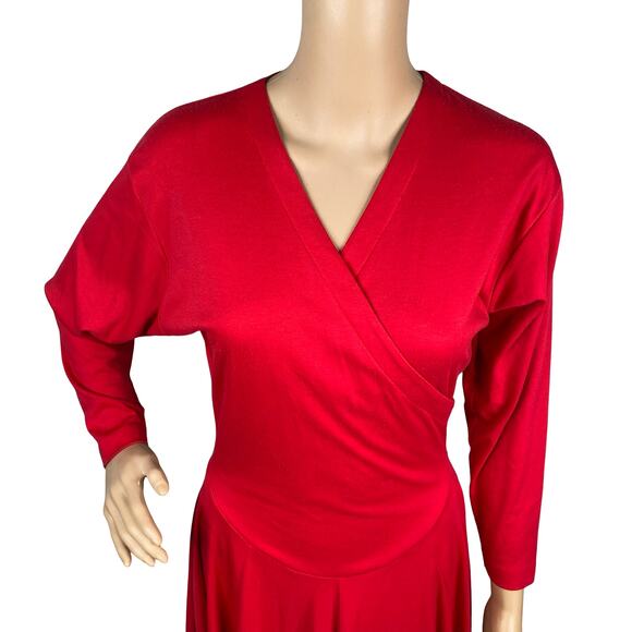 Vtg 80s Simply Miss Selfridge Red Basque Waist Fit & Flare Midi Dress SZ 8 - Picture 3 of 9